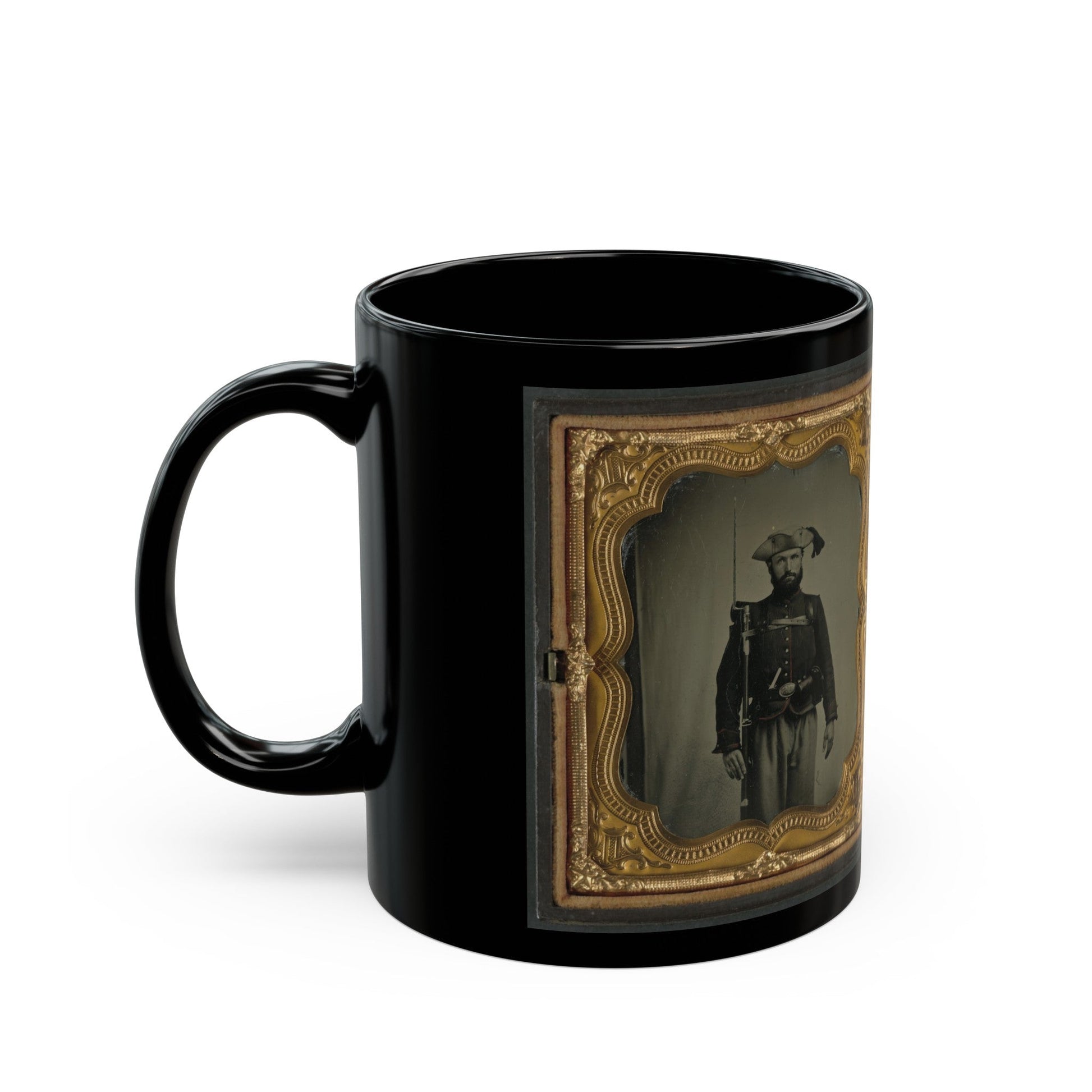 Two Unidentified Soldiers In 34th Ohio Infantry Regiment Uniforms With Bayoneted Muskets (U.S. Civil War) Black Coffee Mug-The Sticker Space