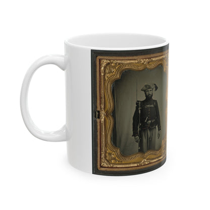 Two Unidentified Soldiers In 34th Ohio Infantry Regiment Uniforms With Bayoneted Muskets (U.S. Civil War) White Coffee Mug-The Sticker Space