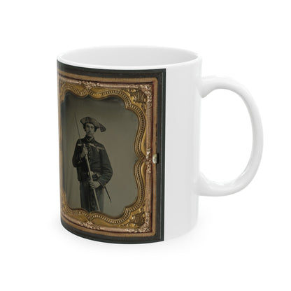 Two Unidentified Soldiers In 34th Ohio Infantry Regiment Uniforms With Bayoneted Muskets (U.S. Civil War) White Coffee Mug-The Sticker Space