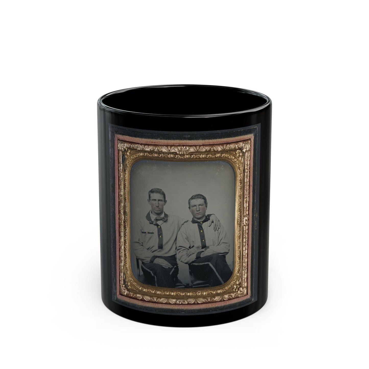 Two Unidentified Soldiers In Confederate Battle Shirts (U.S. Civil War) Black Coffee Mug-11oz-The Sticker Space