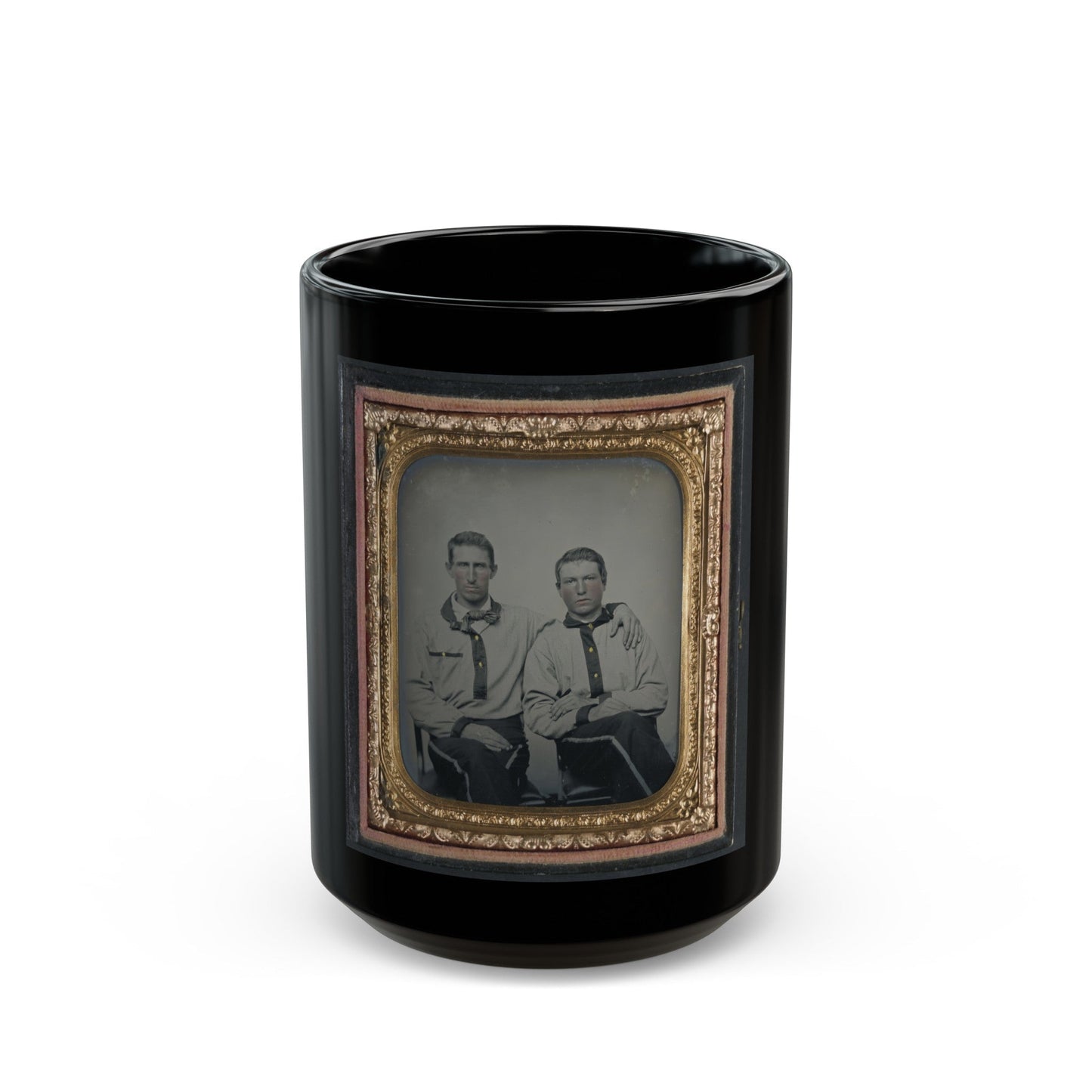 Two Unidentified Soldiers In Confederate Battle Shirts (U.S. Civil War) Black Coffee Mug-15oz-The Sticker Space