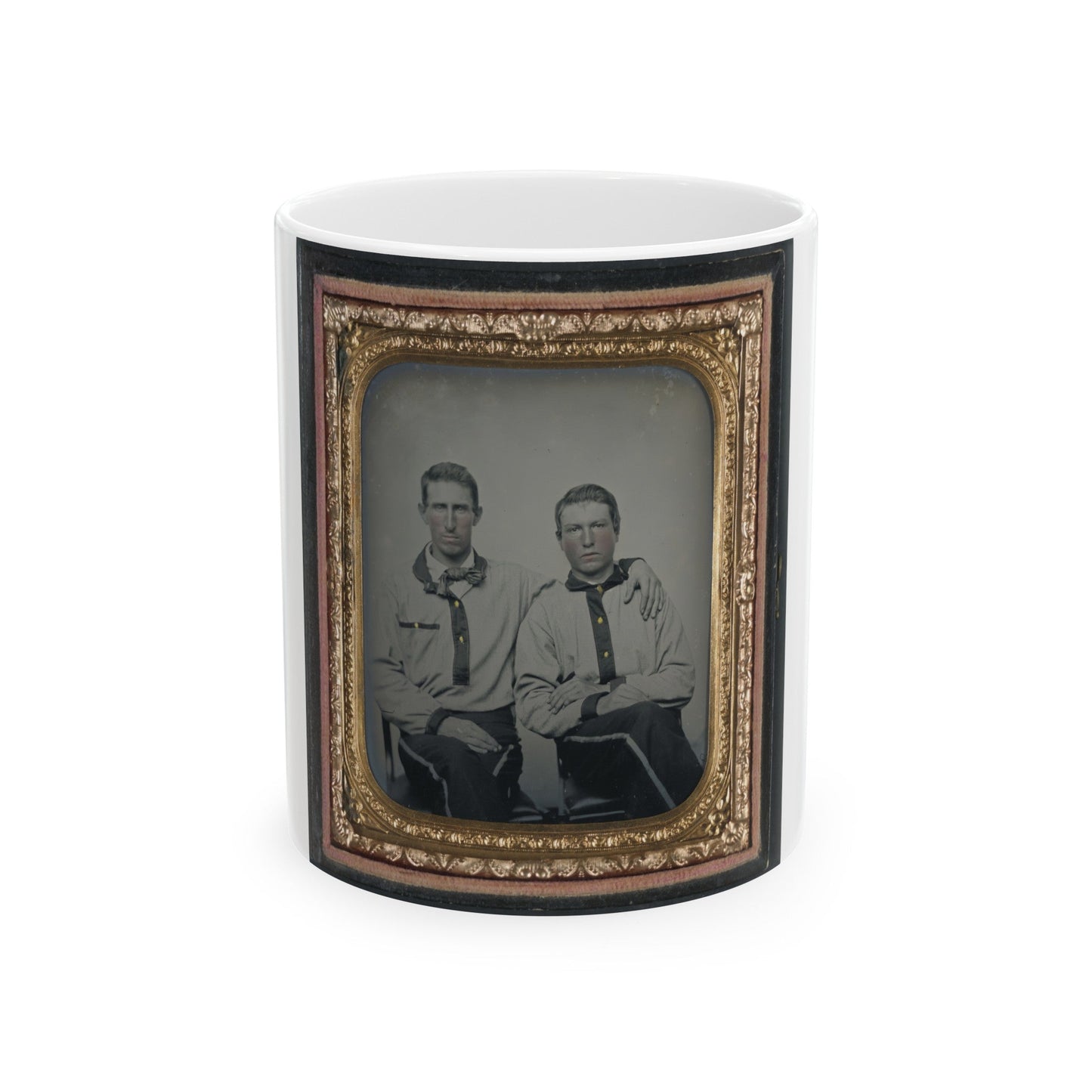 Two Unidentified Soldiers In Confederate Battle Shirts (U.S. Civil War) White Coffee Mug-11oz-The Sticker Space