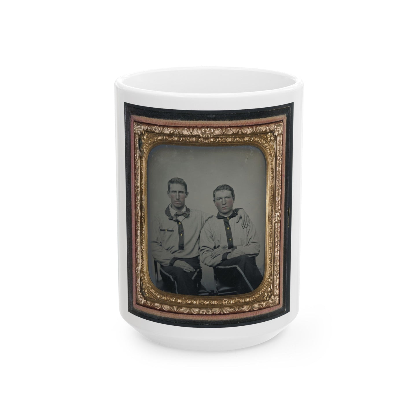 Two Unidentified Soldiers In Confederate Battle Shirts (U.S. Civil War) White Coffee Mug-15oz-The Sticker Space