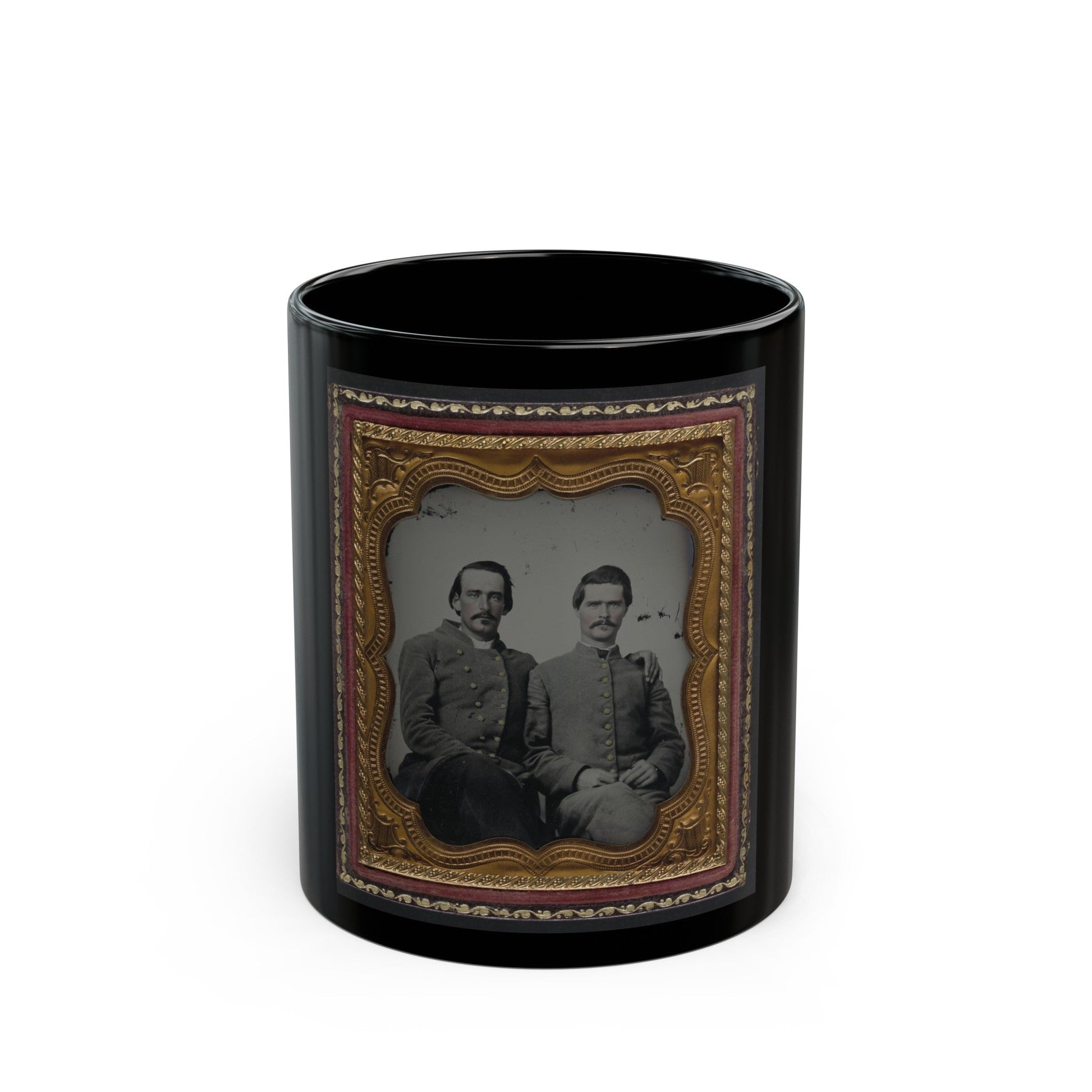 Two Unidentified Soldiers In Confederate Uniforms (U.S. Civil War) Black Coffee Mug-11oz-The Sticker Space