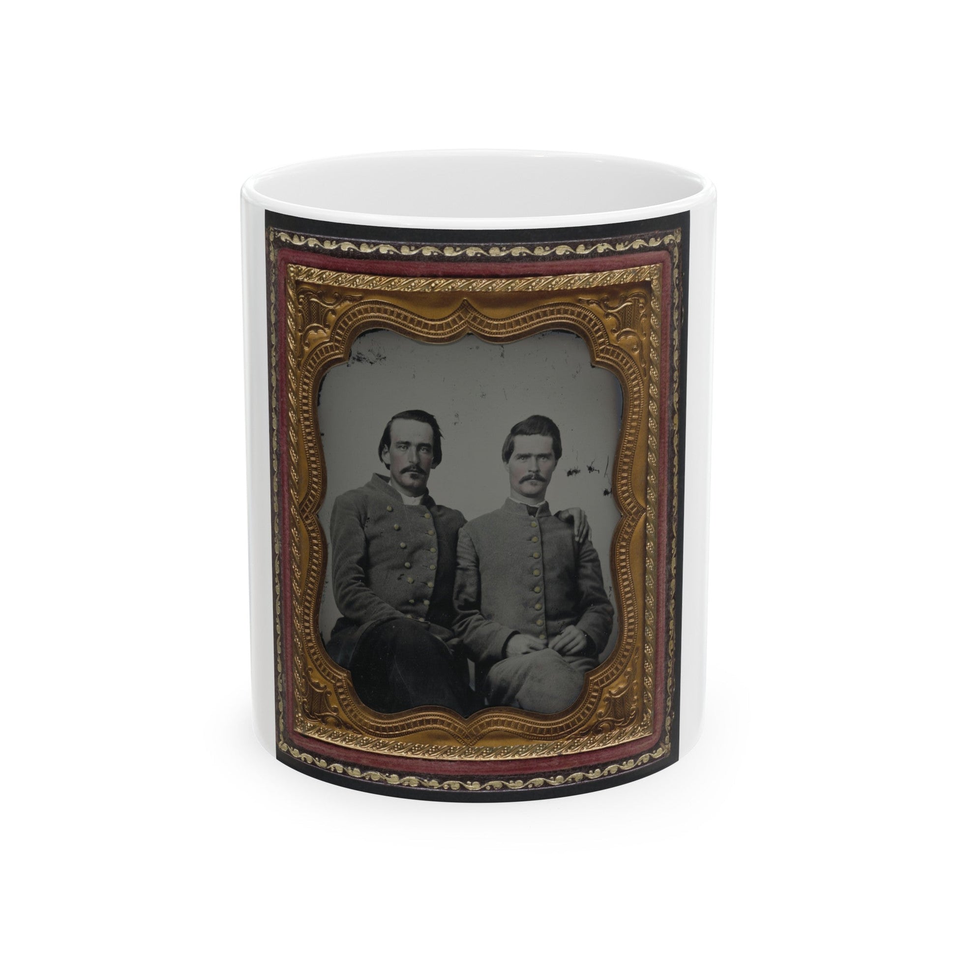 Two Unidentified Soldiers In Confederate Uniforms (U.S. Civil War) White Coffee Mug-11oz-The Sticker Space