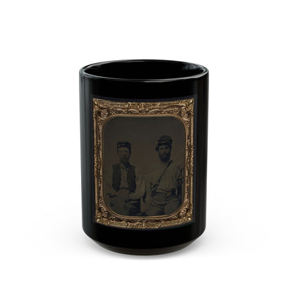 Two Unidentified Soldiers In Union Forage Caps With Haversack (U.S. Civil War) Black Coffee Mug-15oz-The Sticker Space