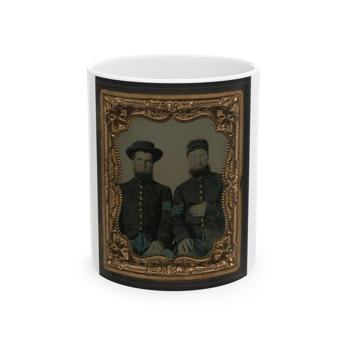 Two Unidentified Soldiers In Union Sergeants' Uniforms (U.S. Civil War) White Coffee Mug-11oz-The Sticker Space