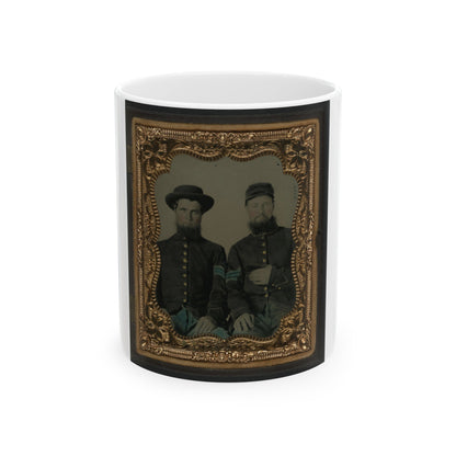 Two Unidentified Soldiers In Union Sergeants' Uniforms (U.S. Civil War) White Coffee Mug-11oz-The Sticker Space