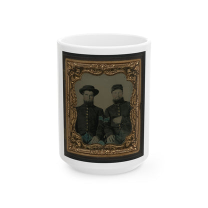 Two Unidentified Soldiers In Union Sergeants' Uniforms (U.S. Civil War) White Coffee Mug-15oz-The Sticker Space