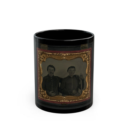 Two Unidentified Soldiers In Union Shell Jackets, Young Soldier At Right With A Cavalry Saber (U.S. Civil War) Black Coffee Mug-11oz-The Sticker Space