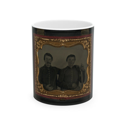 Two Unidentified Soldiers In Union Shell Jackets, Young Soldier At Right With A Cavalry Saber (U.S. Civil War) White Coffee Mug-11oz-The Sticker Space