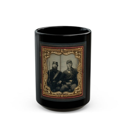 Two Unidentified Soldiers In Union Uniforms And Forage Caps With Saber And Musket (U.S. Civil War) Black Coffee Mug-15oz-The Sticker Space