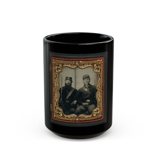 Two Unidentified Soldiers In Union Uniforms And Forage Caps With Saber And Musket (U.S. Civil War) Black Coffee Mug-15oz-The Sticker Space