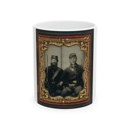 Two Unidentified Soldiers In Union Uniforms And Forage Caps With Saber And Musket (U.S. Civil War) White Coffee Mug-11oz-The Sticker Space