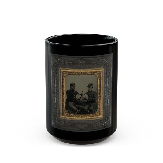 Two Unidentified Soldiers In Union Uniforms Drinking Whiskey And Playing Cards (U.S. Civil War) Black Coffee Mug-15oz-The Sticker Space