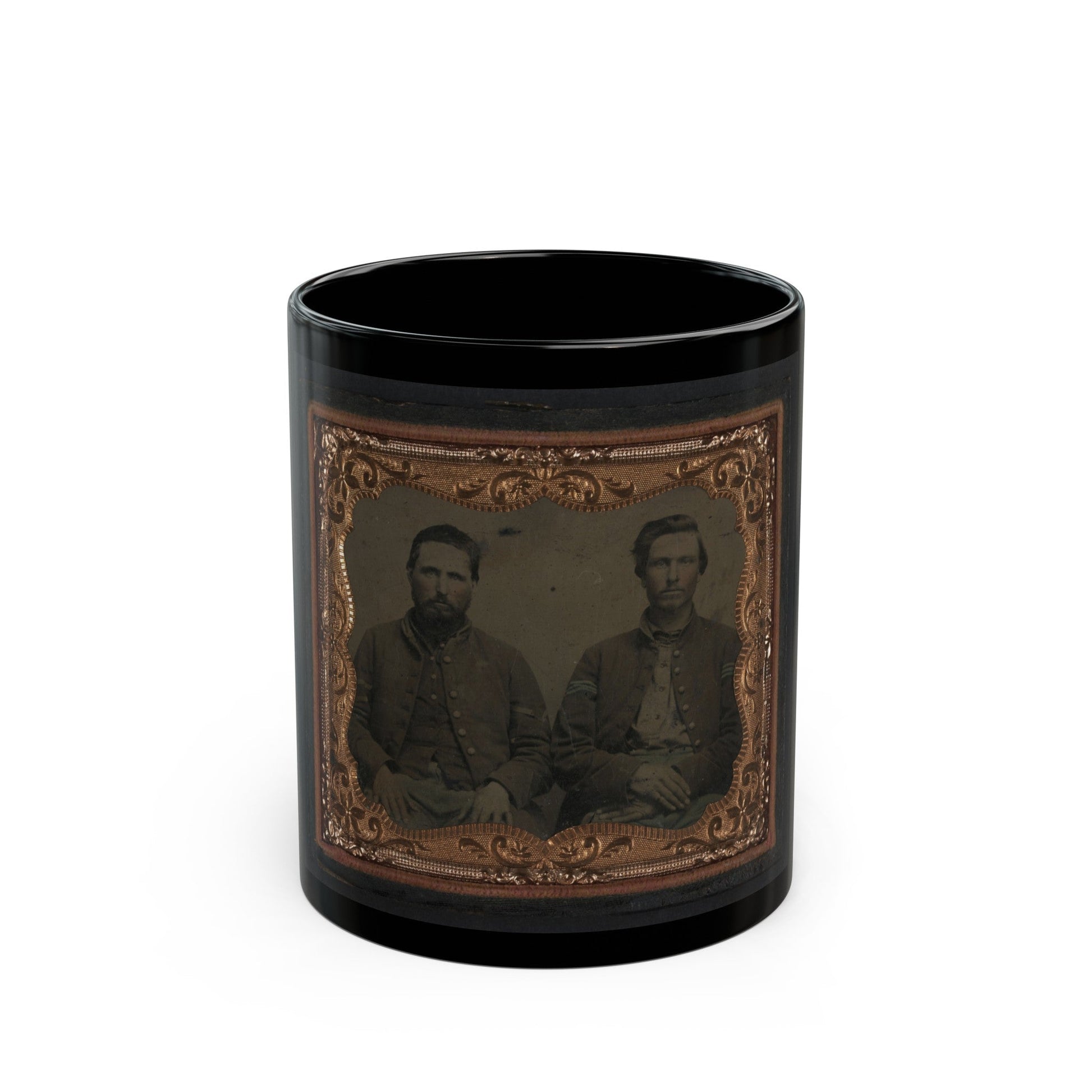 Two Unidentified Soldiers In Union Uniforms (U.S. Civil War) Black Coffee Mug-11oz-The Sticker Space