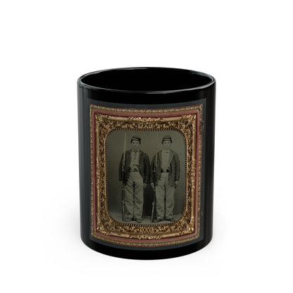 Two Unidentified Soldiers In Union Uniforms With Bayoneted Muskets And Pistols (U.S. Civil War) Black Coffee Mug-11oz-The Sticker Space