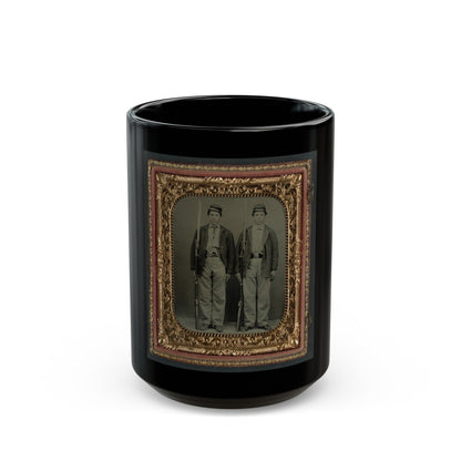 Two Unidentified Soldiers In Union Uniforms With Bayoneted Muskets And Pistols (U.S. Civil War) Black Coffee Mug-15oz-The Sticker Space