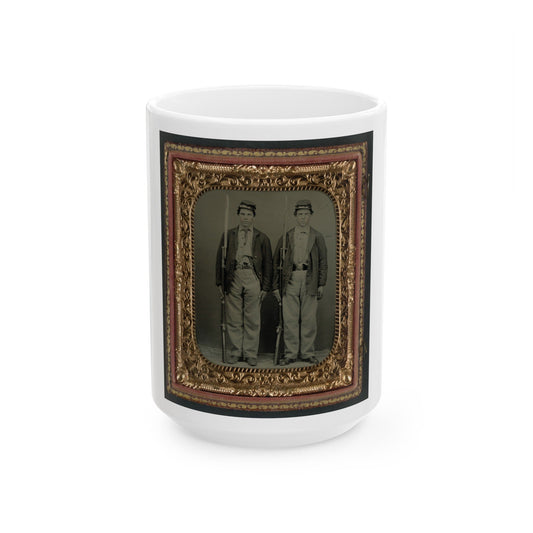 Two Unidentified Soldiers In Union Uniforms With Bayoneted Muskets And Pistols (U.S. Civil War) White Coffee Mug-15oz-The Sticker Space