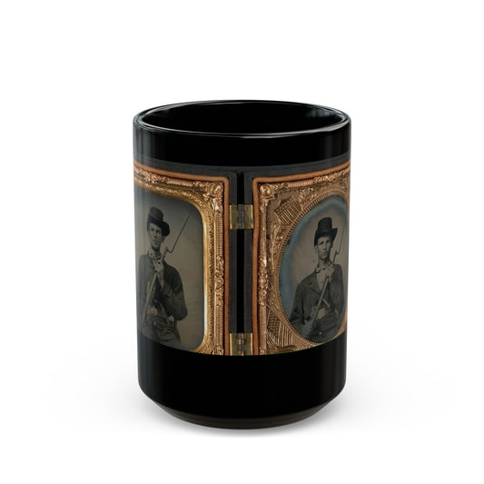 Two Unidentified Soldiers In Union Uniforms With Bayoneted Muskets (U.S. Civil War) Black Coffee Mug-15oz-The Sticker Space