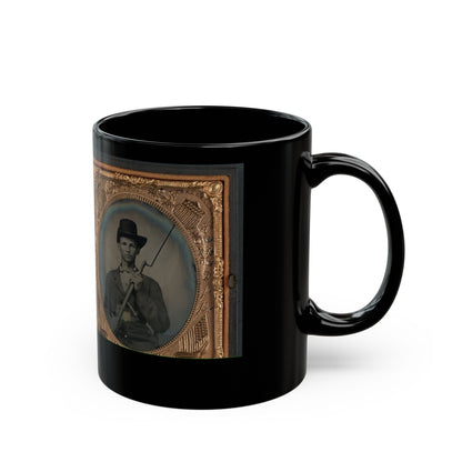 Two Unidentified Soldiers In Union Uniforms With Bayoneted Muskets (U.S. Civil War) Black Coffee Mug-The Sticker Space