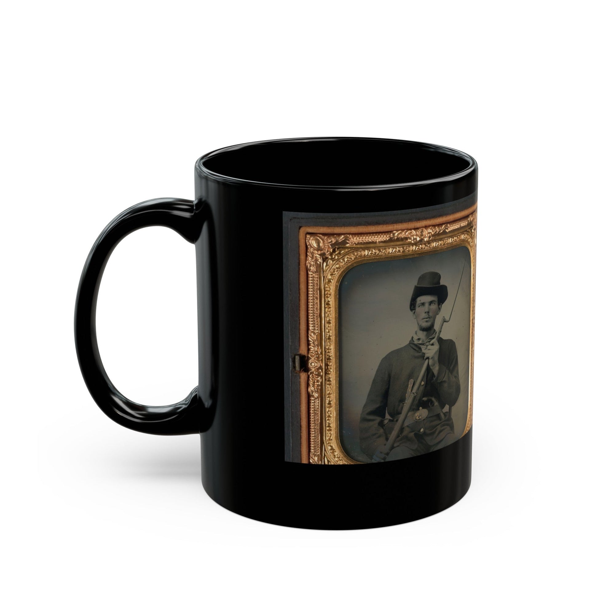 Two Unidentified Soldiers In Union Uniforms With Bayoneted Muskets (U.S. Civil War) Black Coffee Mug-The Sticker Space