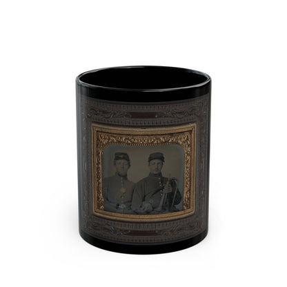 Two Unidentified Soldiers In Union Uniforms With Linked Arms; One Holding Bugle (U.S. Civil War) Black Coffee Mug-11oz-The Sticker Space