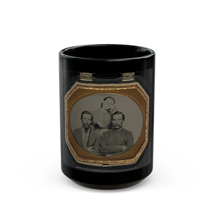 Two Unidentified Soldiers In Union Uniforms With Unidentified Woman (U.S. Civil War) Black Coffee Mug-15oz-The Sticker Space