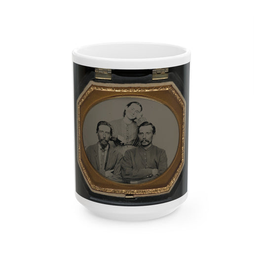 Two Unidentified Soldiers In Union Uniforms With Unidentified Woman (U.S. Civil War) White Coffee Mug-15oz-The Sticker Space