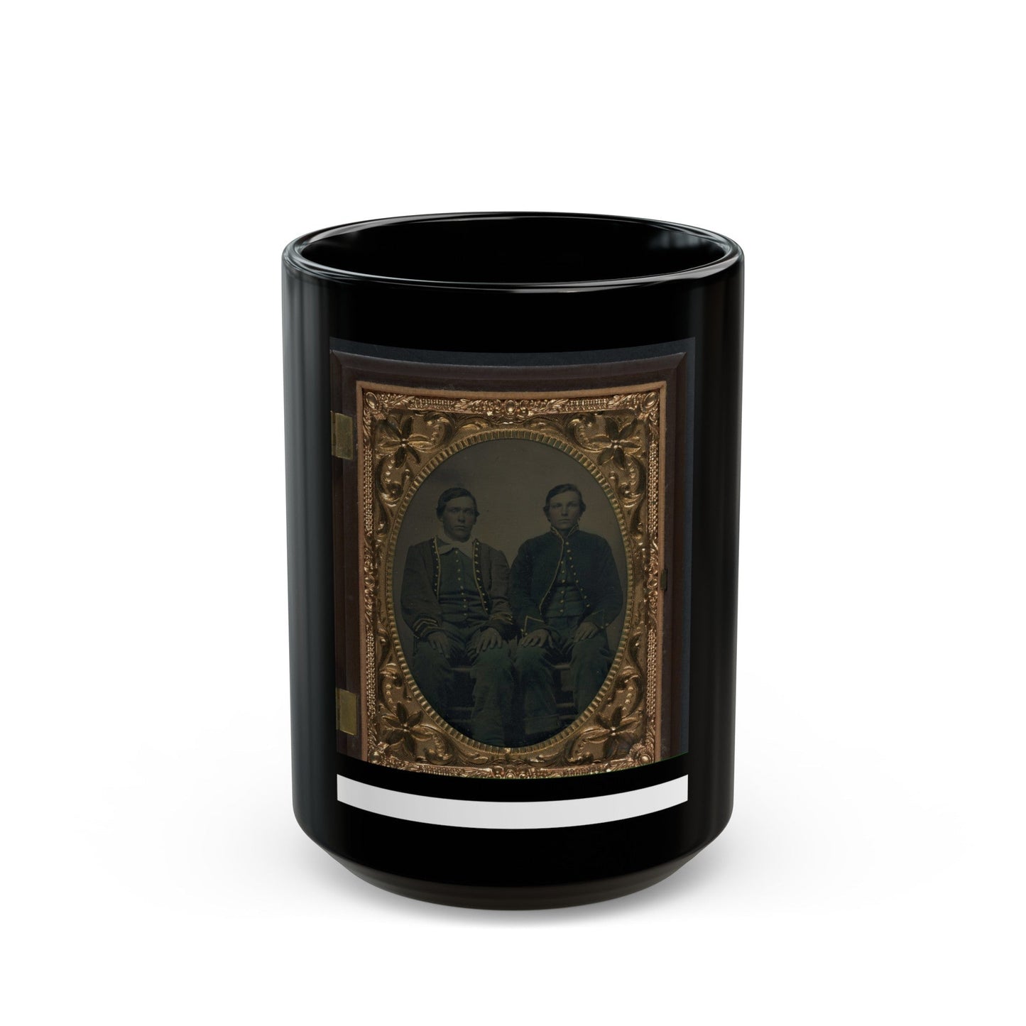 Two Unidentified Soldiers In Union Zouave Uniforms (U.S. Civil War) Black Coffee Mug-15oz-The Sticker Space