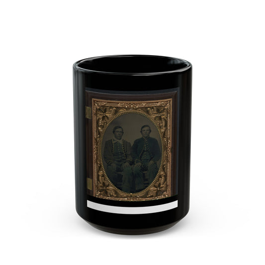 Two Unidentified Soldiers In Union Zouave Uniforms (U.S. Civil War) Black Coffee Mug-15oz-The Sticker Space