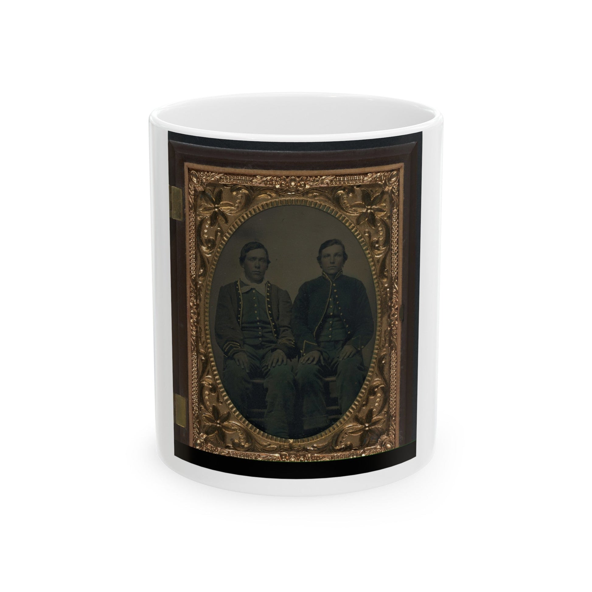 Two Unidentified Soldiers In Union Zouave Uniforms (U.S. Civil War) White Coffee Mug-11oz-The Sticker Space