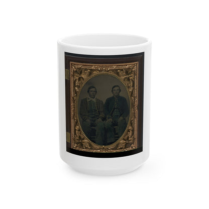 Two Unidentified Soldiers In Union Zouave Uniforms (U.S. Civil War) White Coffee Mug-15oz-The Sticker Space