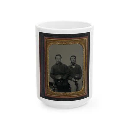 Two Unidentified Soldiers, Possibly Father And Son, In Union Uniforms With 20th Regiment Insignias On Their Kepis (U.S. Civil War) White Coffee Mug-15oz-The Sticker Space