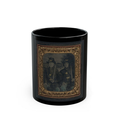 Two Unidentified Young Soldiers In Union Sack Coats And Hardee Hats With Bayonets (U.S. Civil War) Black Coffee Mug-11oz-The Sticker Space