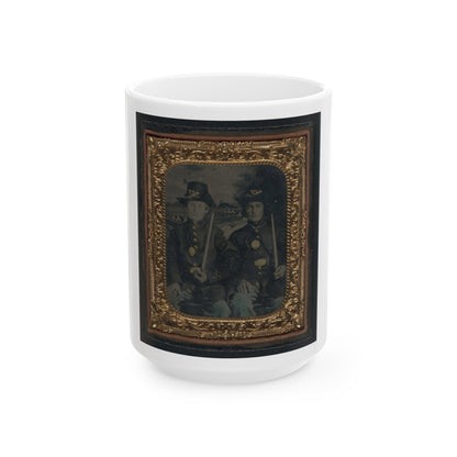 Two Unidentified Young Soldiers In Union Sack Coats And Hardee Hats With Bayonets (U.S. Civil War) White Coffee Mug-15oz-The Sticker Space