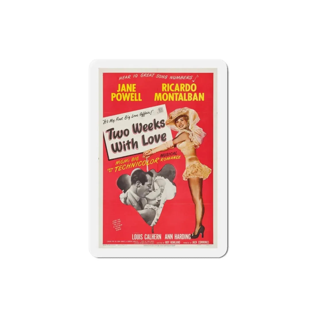 Two Weeks with Love 1950 Movie Poster Refrigerator Magnet 3 Inch - The Sticker Space