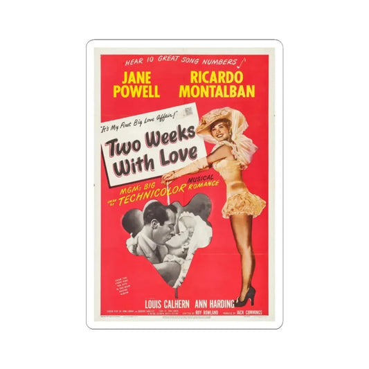 Two Weeks with Love 1950 Movie Poster - STICKER Vinyl Kiss-Cut Decal 2 Inch White - The Sticker Space