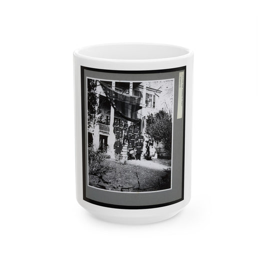 U.S. Army Band Standing On Steps (U.S. Civil War) White Coffee Mug-15oz-The Sticker Space