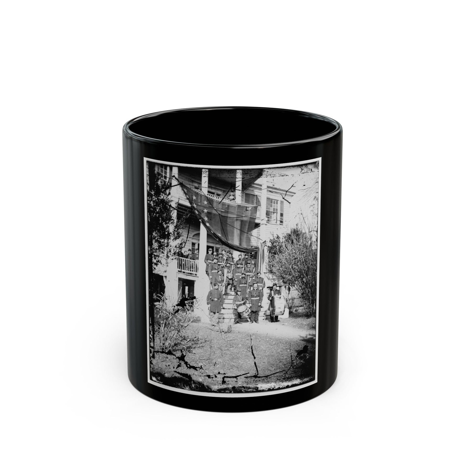 U.S. Army Band Standing On Steps(2) (U.S. Civil War) Black Coffee Mug-11oz-The Sticker Space