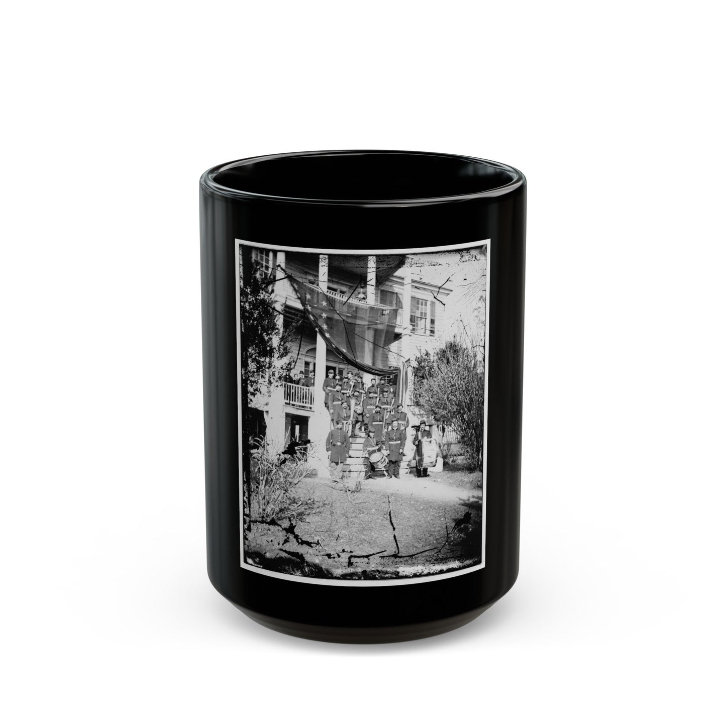 U.S. Army Band Standing On Steps(2) (U.S. Civil War) Black Coffee Mug-15oz-The Sticker Space