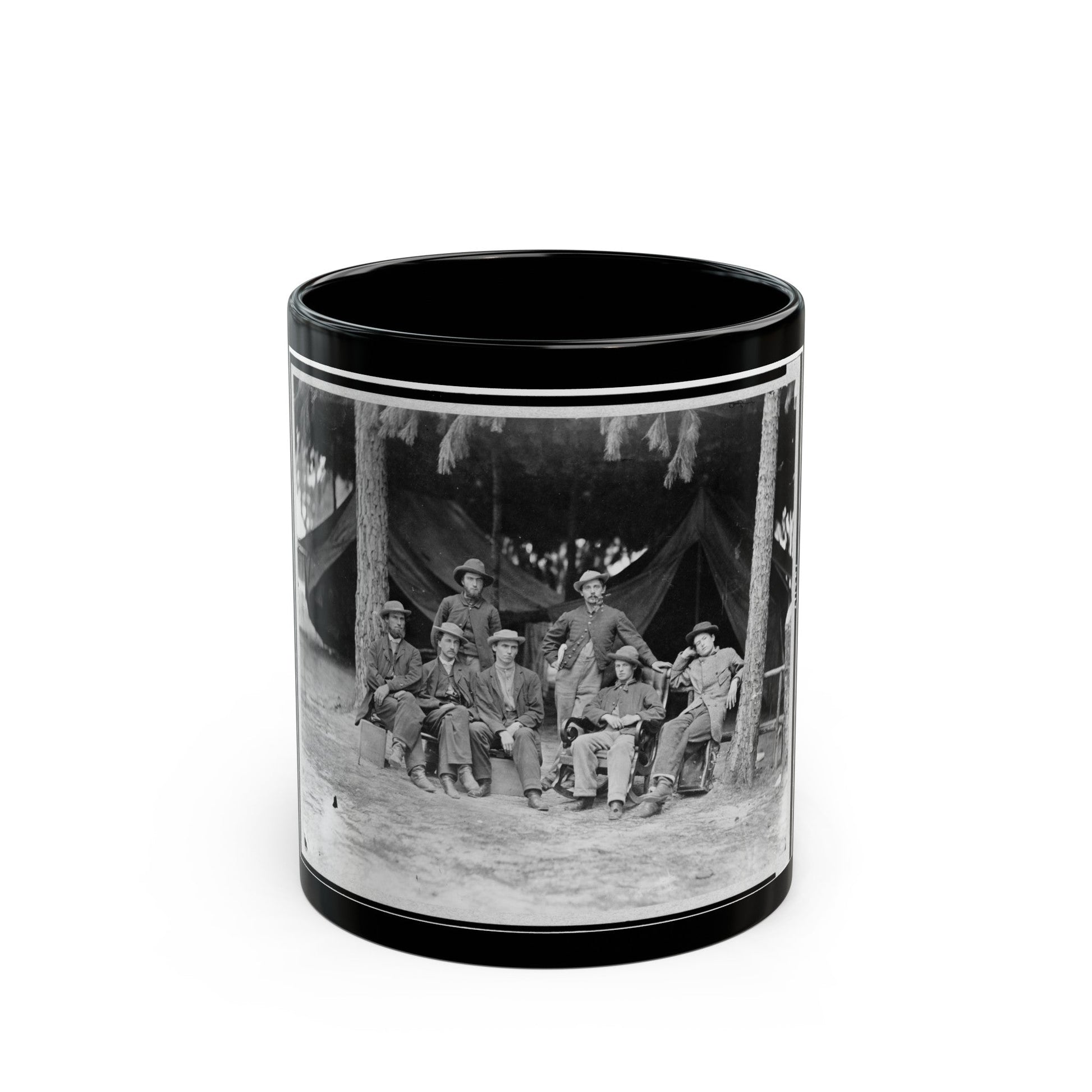 U.S. Military Telegraph Operators In Front Of Petersburg, Virginia (U.S. Civil War) Black Coffee Mug-11oz-The Sticker Space