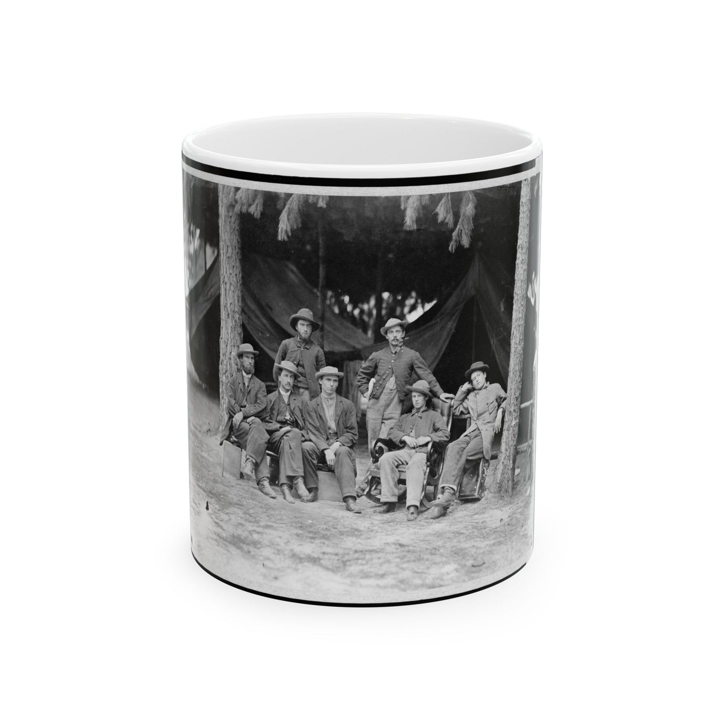 U.S. Military Telegraph Operators In Front Of Petersburg, Virginia (U.S. Civil War) White Coffee Mug-11oz-The Sticker Space