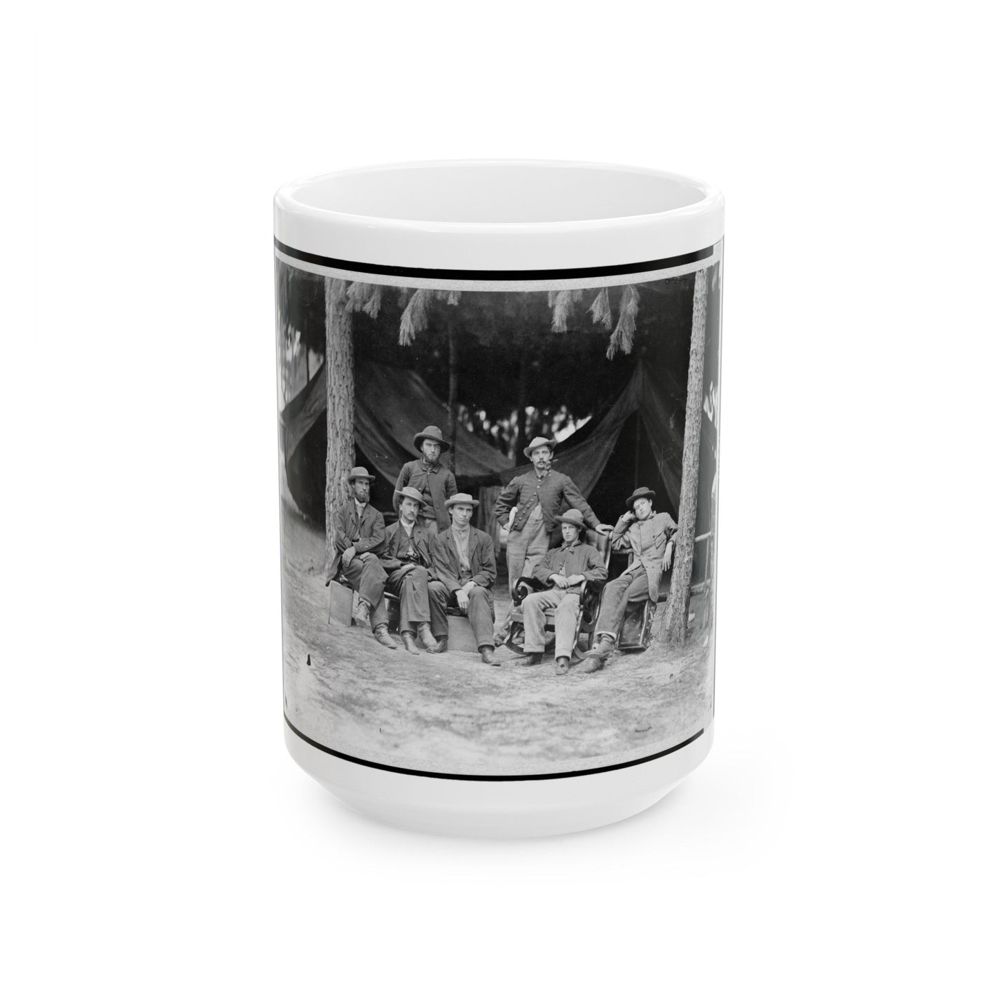 U.S. Military Telegraph Operators In Front Of Petersburg, Virginia (U.S. Civil War) White Coffee Mug-15oz-The Sticker Space