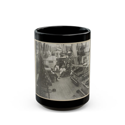 U.S. Naval Officers Relaxing On Deck (U.S. Civil War) Black Coffee Mug-15oz-The Sticker Space