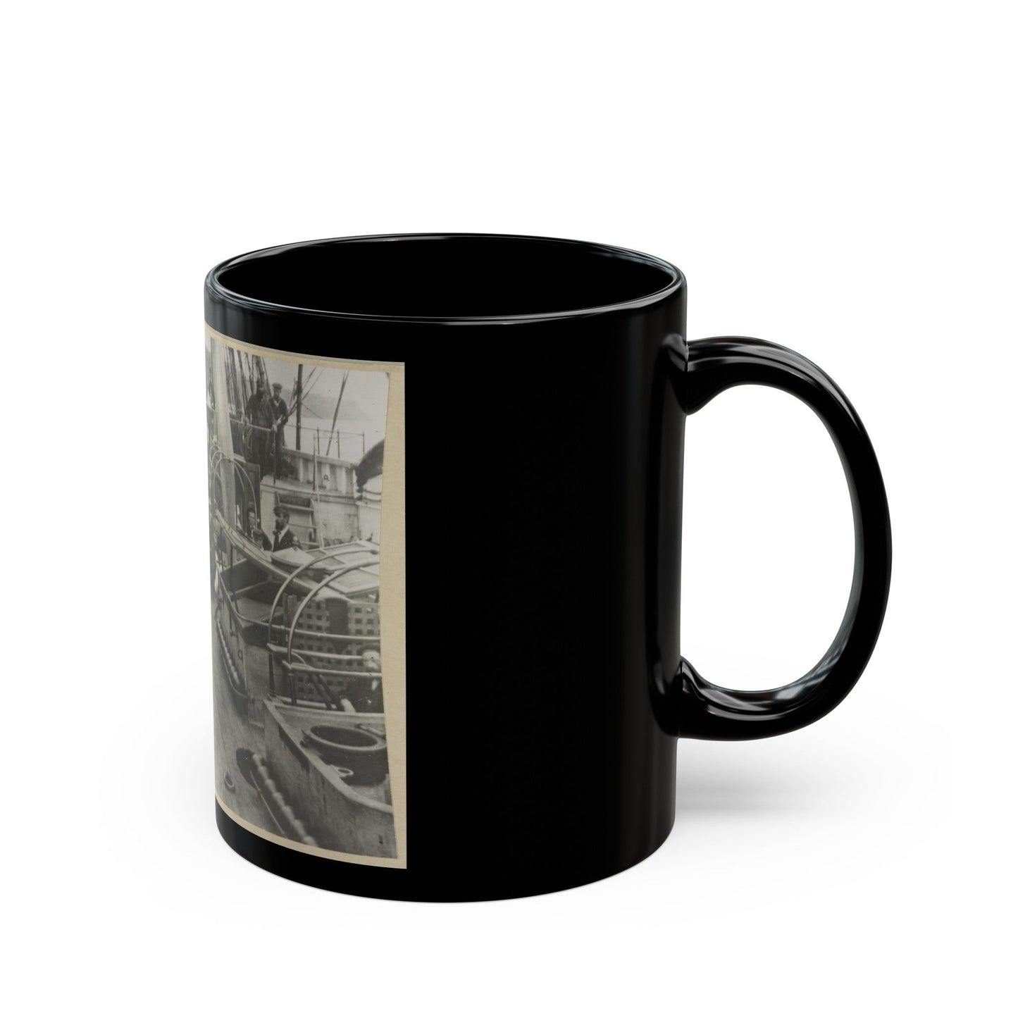 U.S. Naval Officers Relaxing On Deck (U.S. Civil War) Black Coffee Mug-The Sticker Space