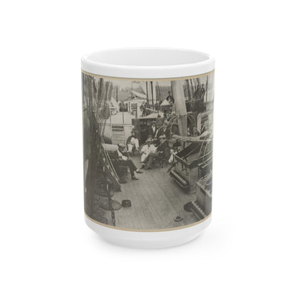 U.S. Naval Officers Relaxing On Deck (U.S. Civil War) White Coffee Mug-15oz-The Sticker Space