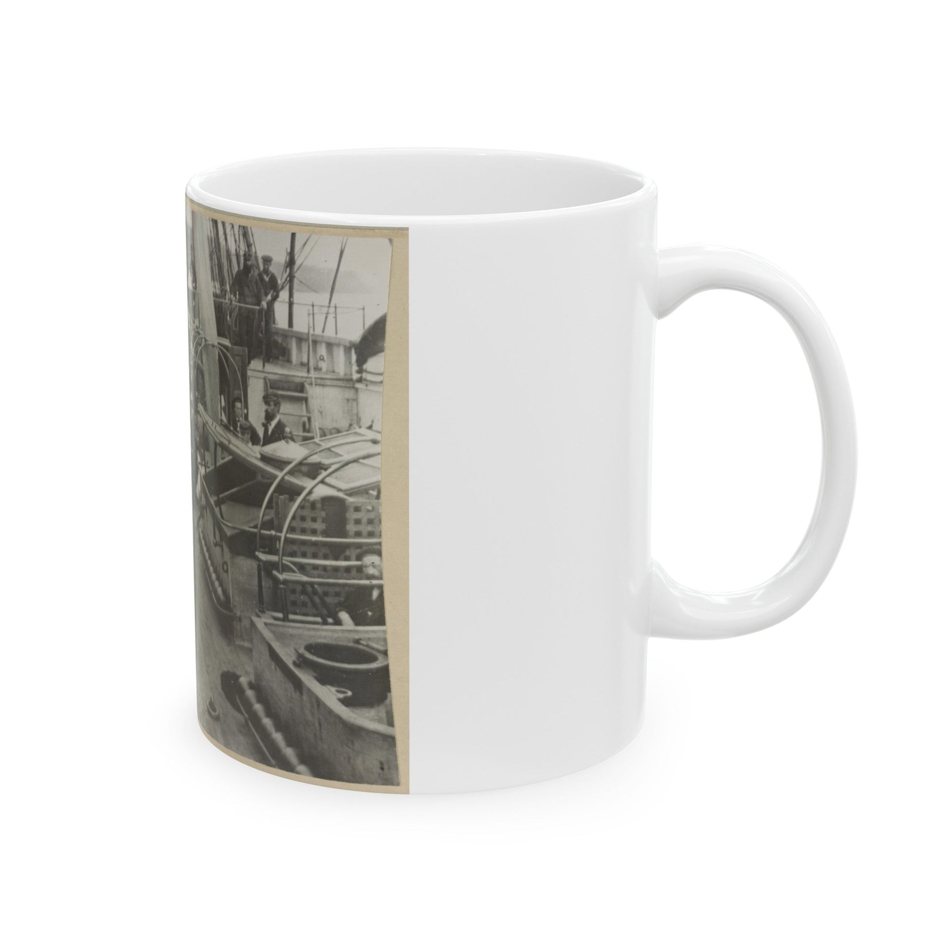 U.S. Naval Officers Relaxing On Deck (U.S. Civil War) White Coffee Mug-The Sticker Space