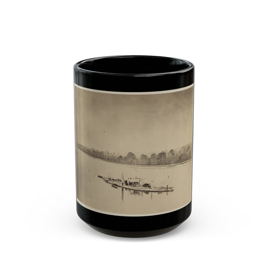 U.S.S. Casco, Light Draft Monitor, In The James River (U.S. Civil War) Black Coffee Mug-15oz-The Sticker Space