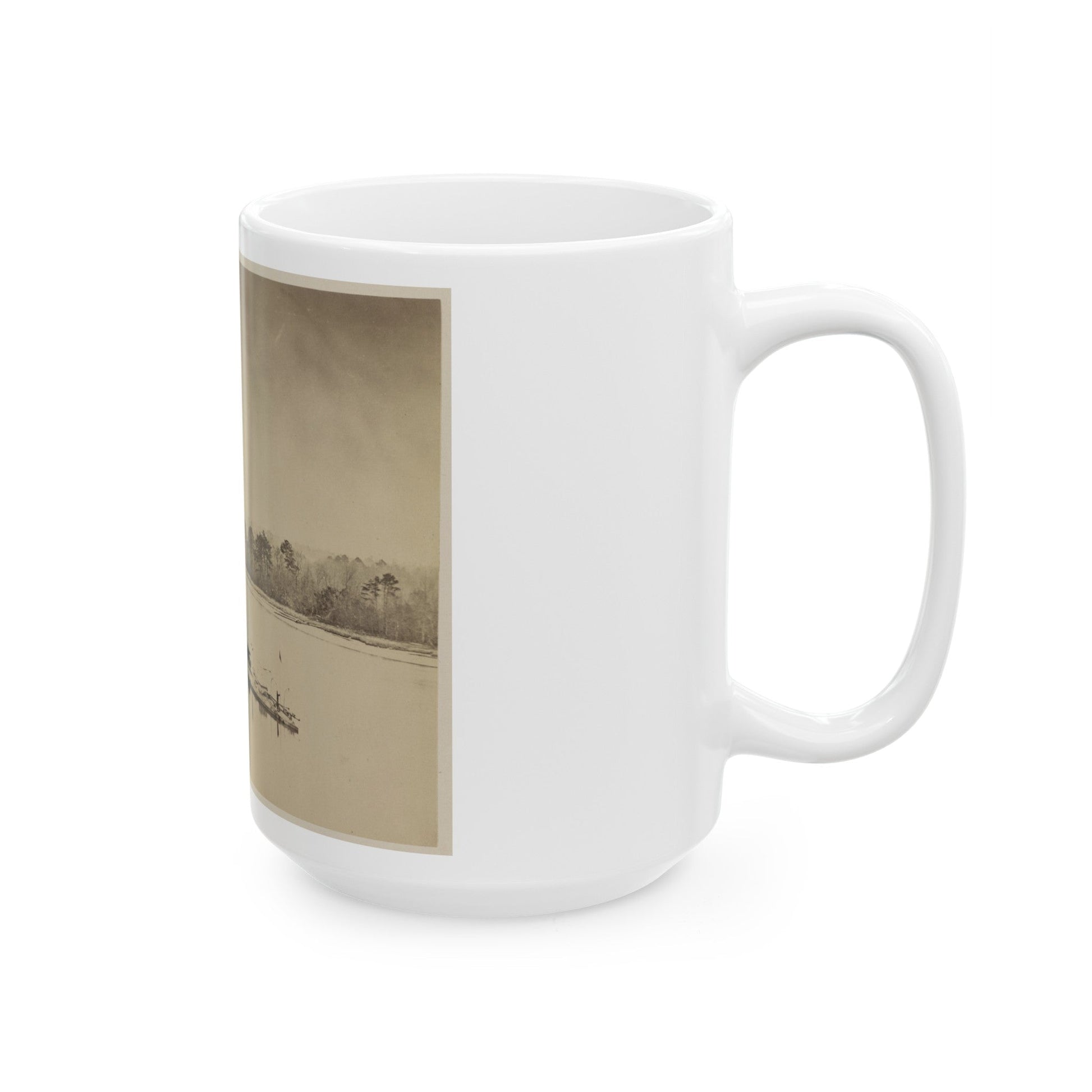 U.S.S. Casco, Light Draft Monitor, In The James River (U.S. Civil War) White Coffee Mug-The Sticker Space